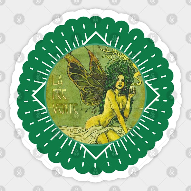 Art Nouveau the Absinthe Fairy Mucha Sticker by Candis Raechelle Designs